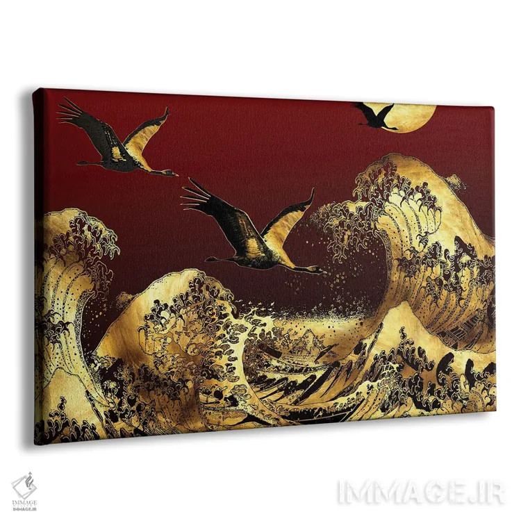 تابلو پرواز پایین بر موجهای طلایی اثر دافنه هوراِو - نمای پرسپکتیو محصول