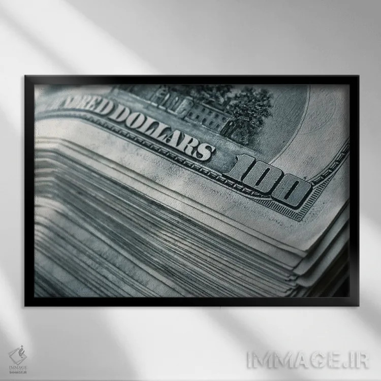 تابلو دستهای پول اثر نومدسول۱ (نام مستعار هنری) - نمای قابدار مشکی