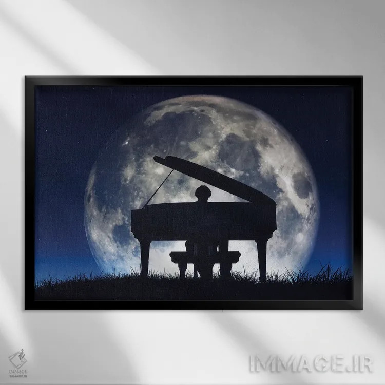 تابلو سایهروشن مردی در حال نواختن پیانو اثر اورلاایماخن (تصویر اورلا؛ استودیو عکاسی/گرافیک) - نمای قابدار مشکی
