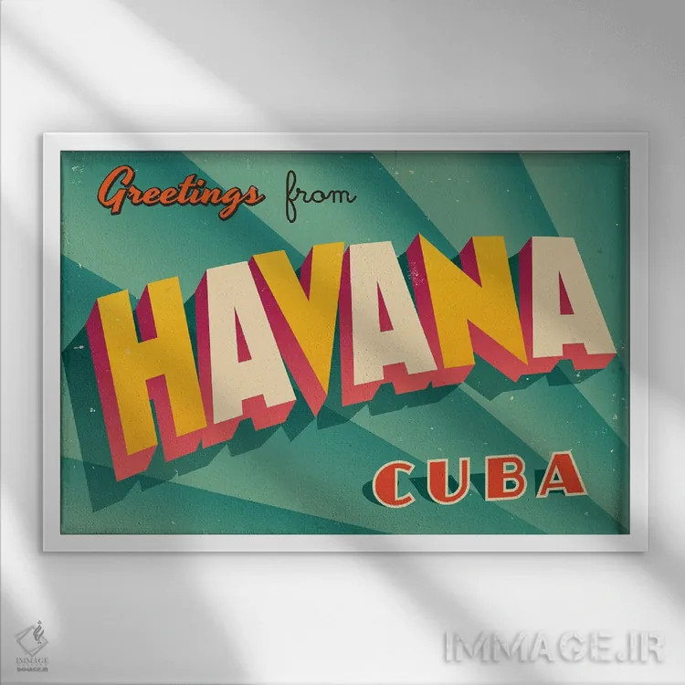 تابلو درود از هاوانا اثر ریال کالاهان (نام کاربری/هنری) - نمای قابدار سفید