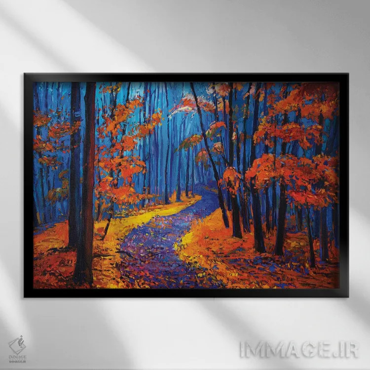 تابلو منظرهٔ پاییزی اثر بوروجُینت - نمای قابدار مشکی