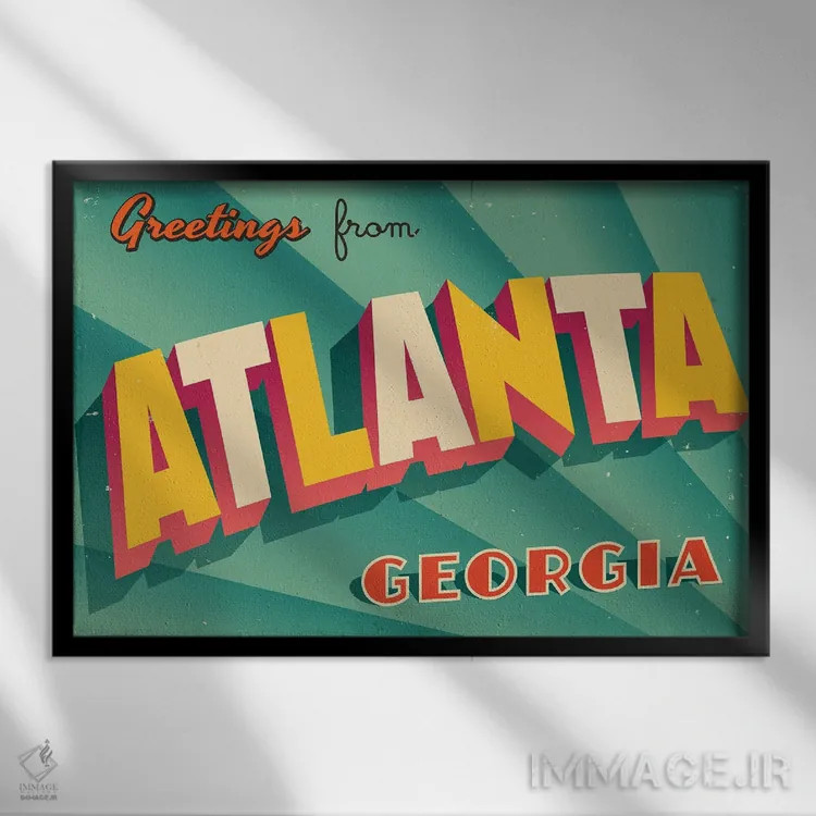 تابلو درود از آتلانتا اثر ریال کالاهان (نام کاربری/هنری) - نمای قابدار مشکی
