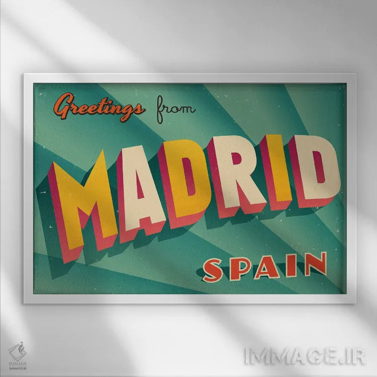 تابلو درود از مادرید اثر ریال کالاهان (نام کاربری/هنری) - نمای قابدار سفید