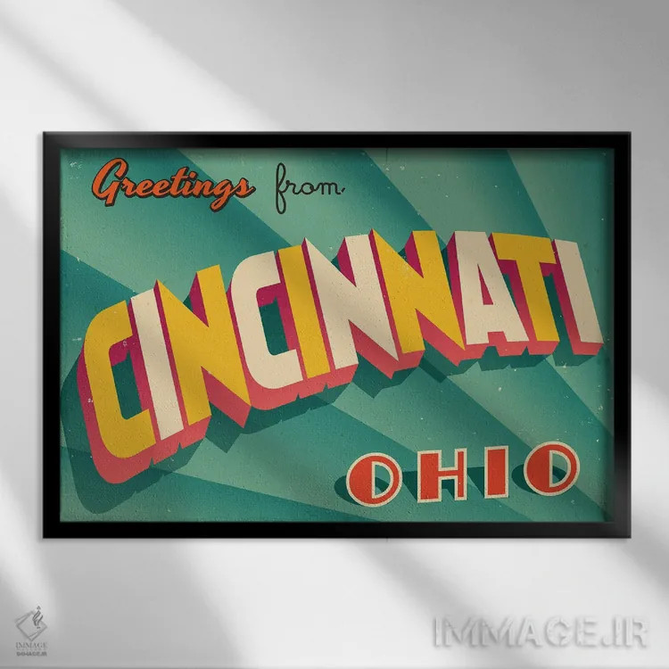 تابلو درود از سینسیناتی اثر ریال کالاهان (نام کاربری/هنری) - نمای قابدار مشکی