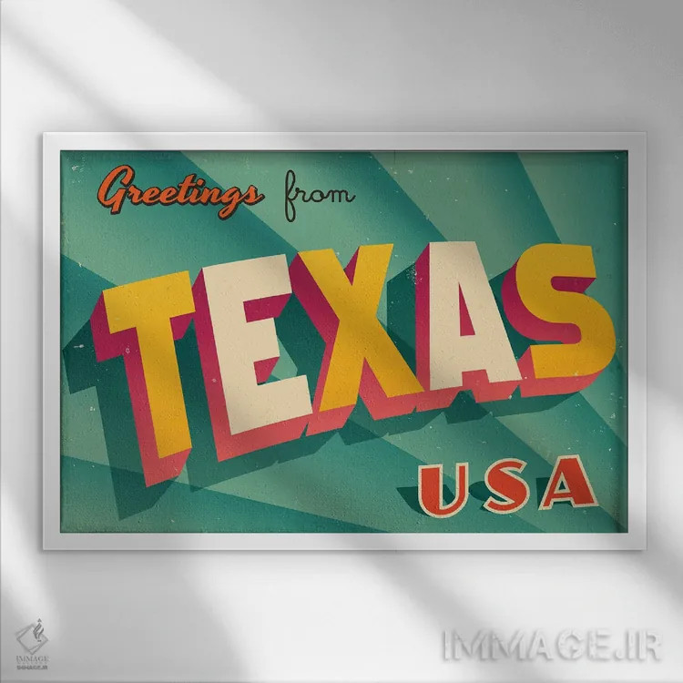 تابلو درود از تگزاس اثر ریال کالاهان (نام کاربری/هنری) - نمای قابدار سفید