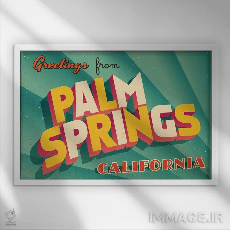 تابلو درود از پالم اسپرینگز اثر ریال کالاهان (نام کاربری/هنری) - نمای قابدار سفید