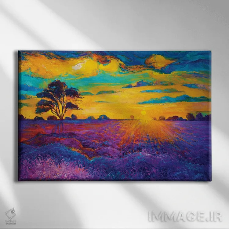 تابلو مزارع اسطوخودوس IV اثر بوروجُینت - نمای روبهرو روی دیوار