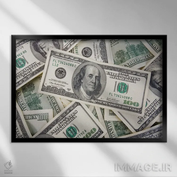تابلو اسکناسهای صد دلاری آمریکا اثر اسکراچ (برند/نام هنری) - نمای قابدار مشکی