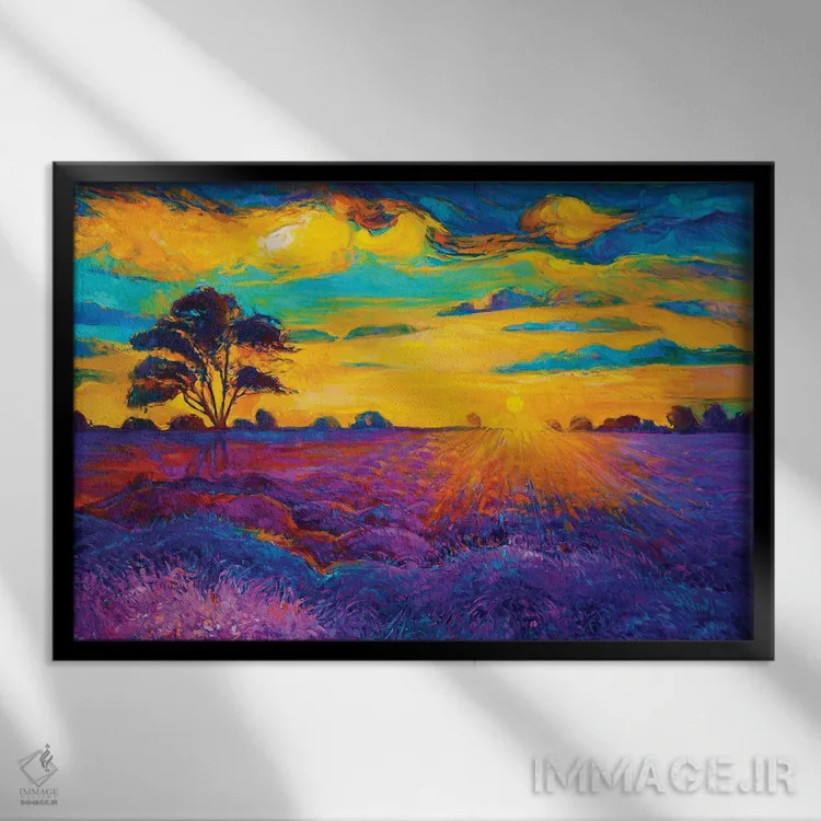 تابلو مزارع اسطوخودوس IV اثر بوروجُینت - نمای قابدار مشکی