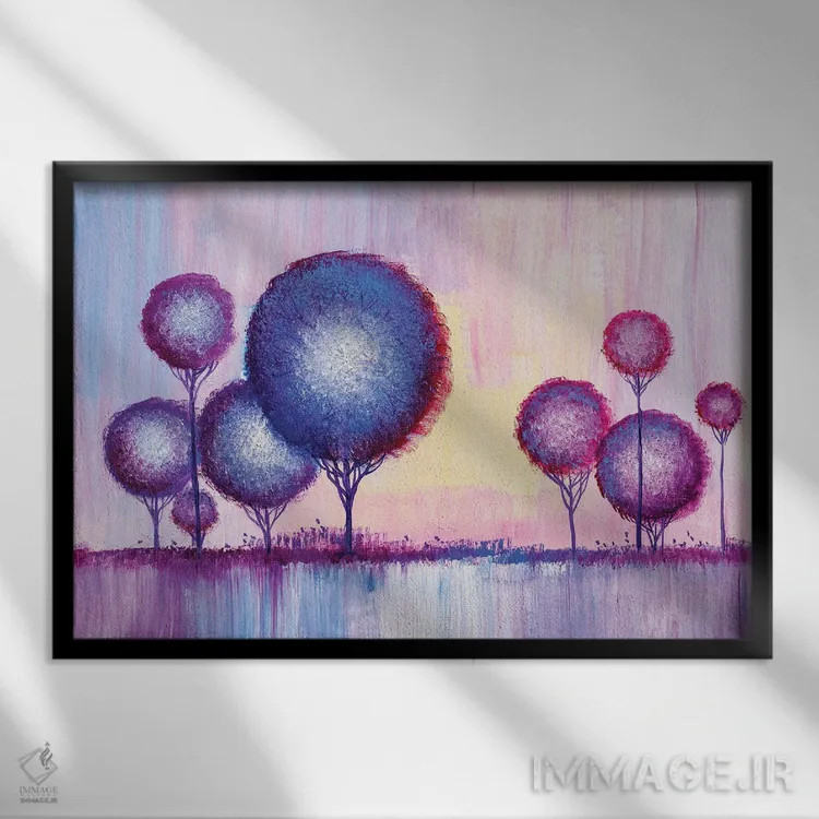 تابلو درختان رنگین VI اثر اس. بلوف - نمای قابدار مشکی