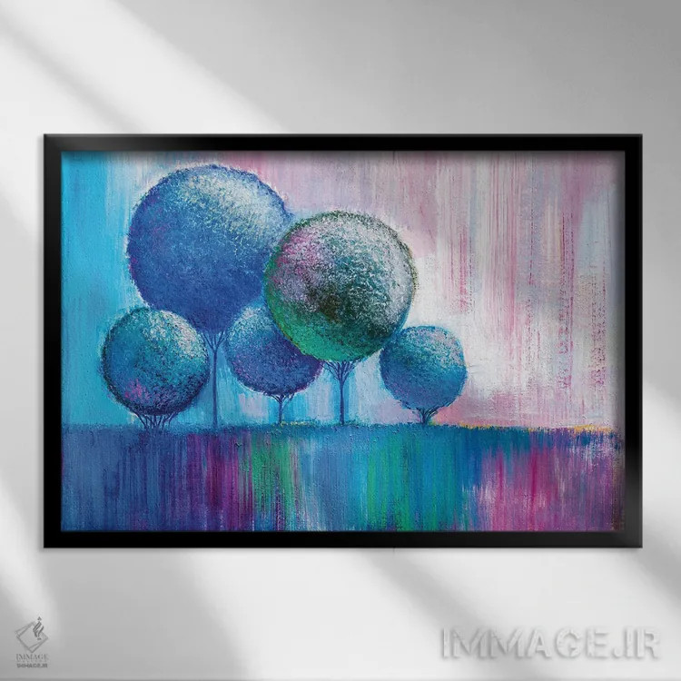 تابلو درختان زینتی در پارک اثر اس. بلوف - نمای قابدار مشکی