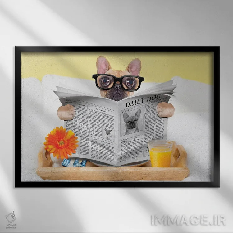 تابلو صبحانه در رختخواب اثر دَمِدیزو - نمای قابدار مشکی