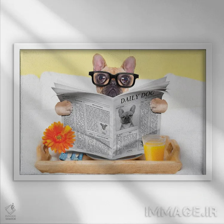 تابلو صبحانه در رختخواب اثر دَمِدیزو - نمای قابدار سفید