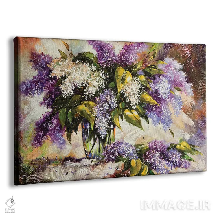 تابلو دسته گل یاس بنفش در گلدان اثر بالایکین - نمای پرسپکتیو محصول