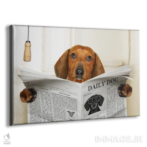 تابلو سگ نشسته روی توالت اثر دَمِدیزو - نمای پرسپکتیو محصول