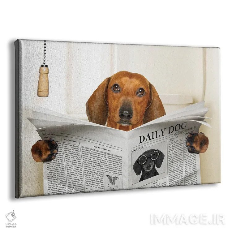 تابلو سگ نشسته روی توالت اثر دَمِدیزو - نمای پرسپکتیو محصول