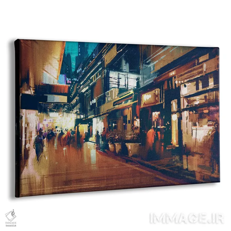 تابلو خیابان شبانهٔ رنگارنگ اثر گرندفیلر (نام هنری) - نمای پرسپکتیو محصول