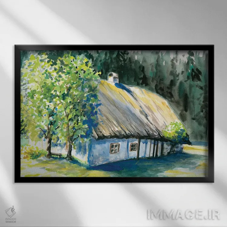 تابلو خانه قدیمی اثر دیپگرین (هنرمند یا برند هنری) - نمای قابدار مشکی