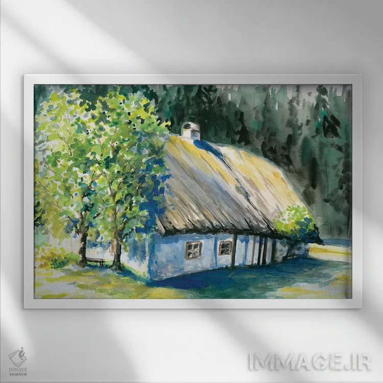 تابلو خانه قدیمی اثر دیپگرین (هنرمند یا برند هنری) - نمای قابدار سفید