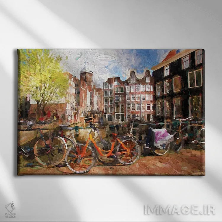 تابلو آمستردام، شهری در هلند اثر ساموت - نمای روبهرو روی دیوار