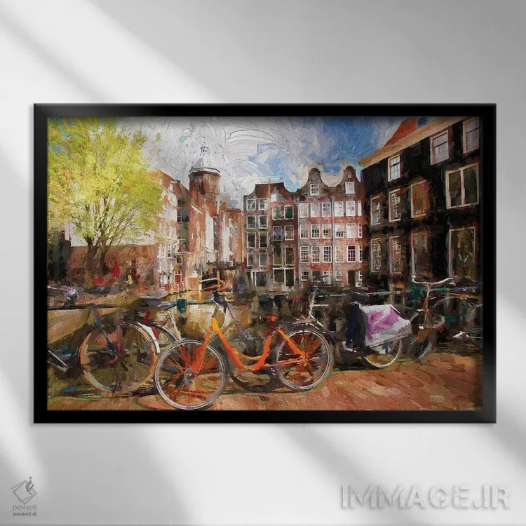 تابلو آمستردام، شهری در هلند اثر ساموت - نمای قابدار مشکی