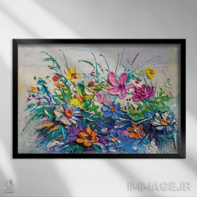 تابلو دستهگل گلها اثر اس. بلوف - نمای قابدار مشکی