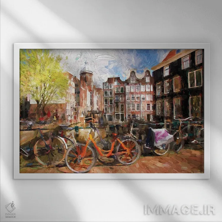 تابلو آمستردام، شهری در هلند اثر ساموت - نمای قابدار سفید
