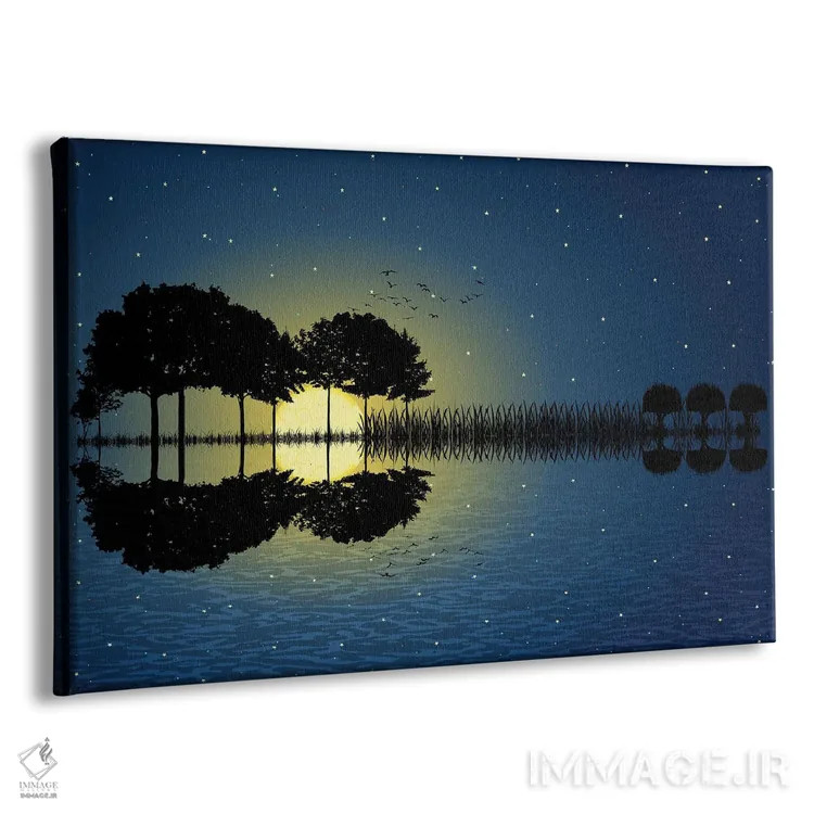 تابلو جزیرهٔ گیتار زیر نور مهتاب اثر سایکوشَدو (نام کاربری/نام هنری) - نمای پرسپکتیو محصول