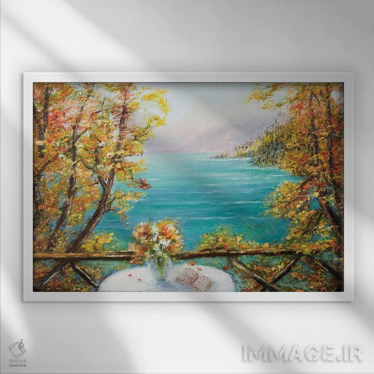 تابلو تراس و اقیانوس اثر بوروجُینت - نمای قابدار سفید