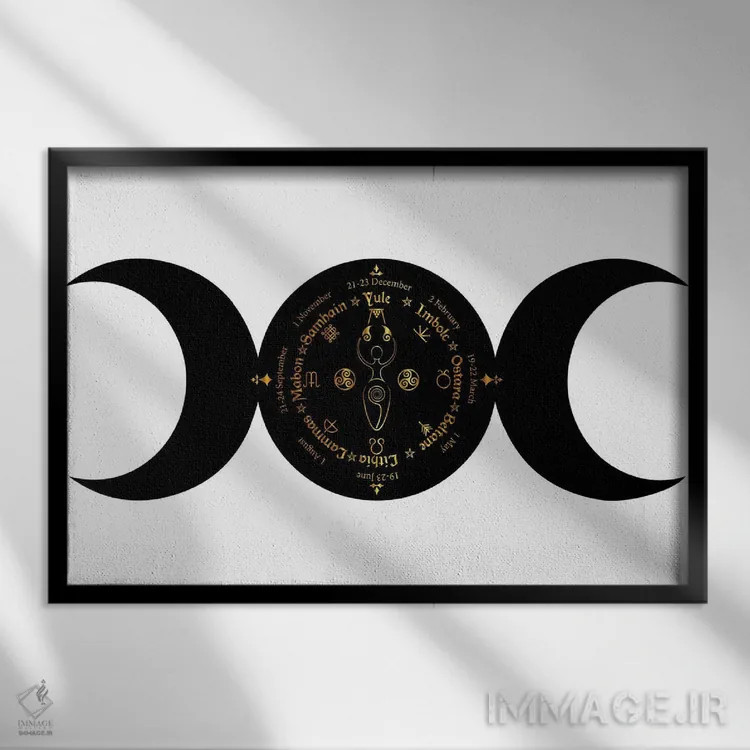 تابلو الههی ویکا با نماد سهگانه ماه سیاه (اسطورهٔ جادوگری) اثر رابین_ph - نمای قابدار مشکی