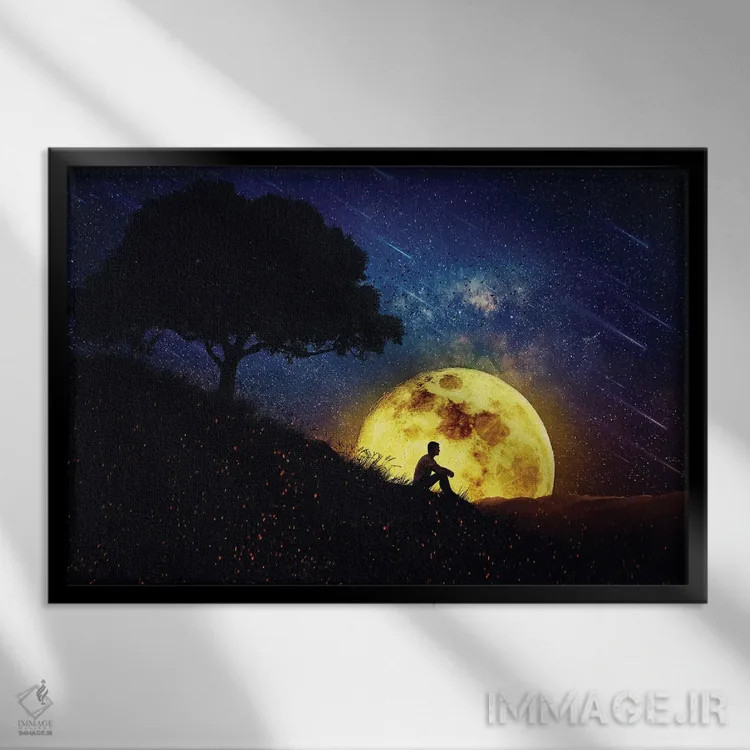 تابلو قدرت شفابخش طبیعت در شب اثر سایکوشَدو (نام کاربری/نام هنری) - نمای قابدار مشکی