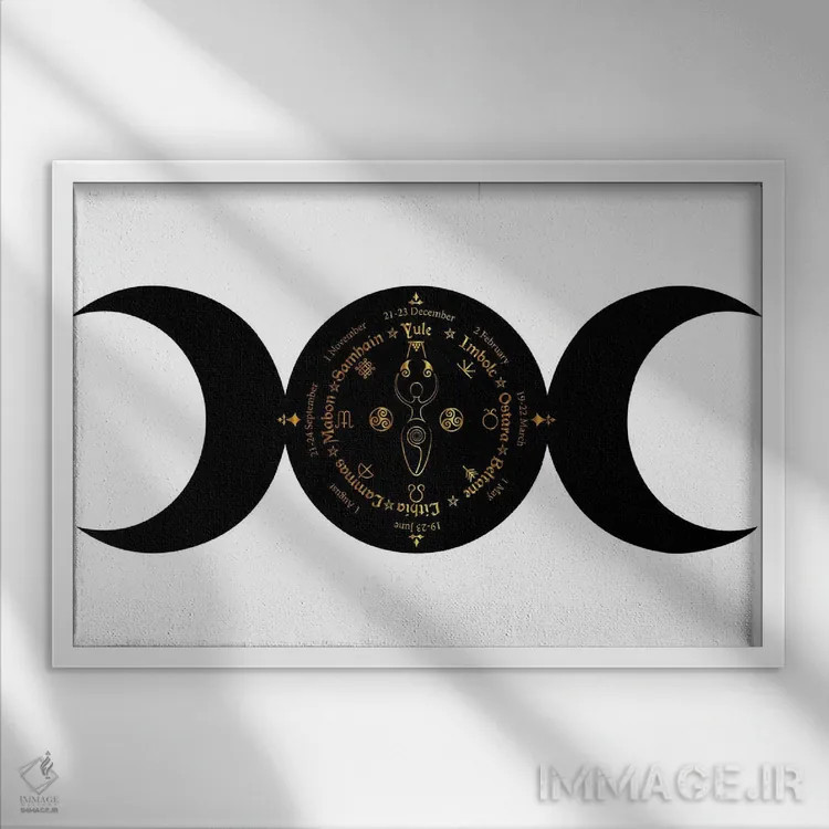 تابلو الههی ویکا با نماد سهگانه ماه سیاه (اسطورهٔ جادوگری) اثر رابین_ph - نمای قابدار سفید