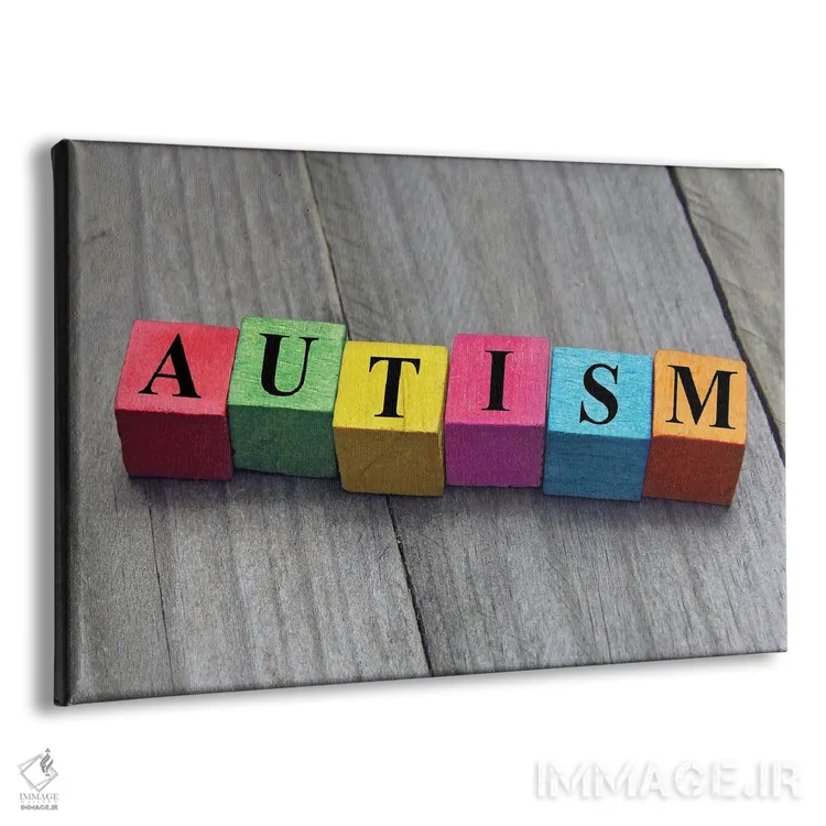 تابلو اوتیسم با بلاکهای چوبی حروف نوشته شده اثر کروپکا - نمای پرسپکتیو محصول