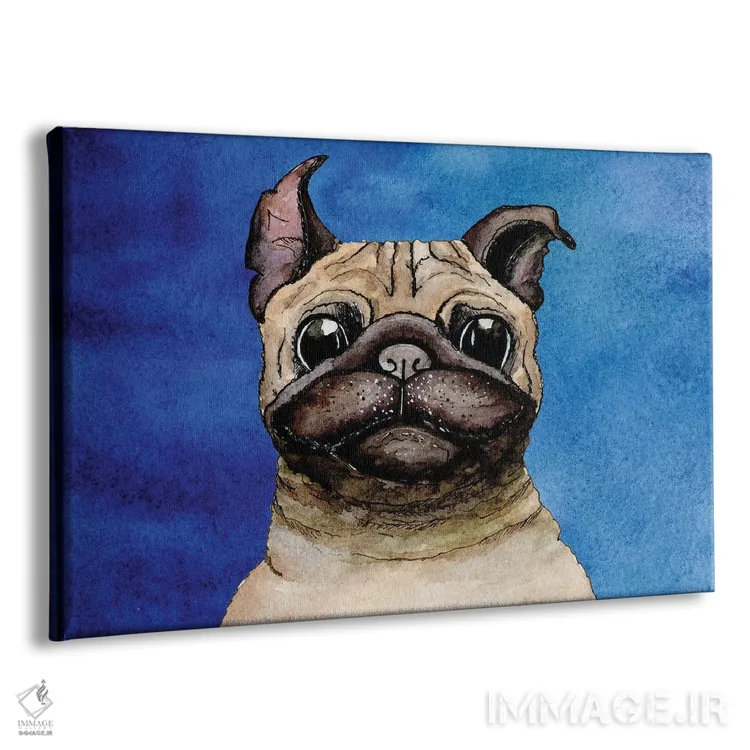 تابلو بولداگ روی زمینه آبی اثر گام۹۲ (هنرمند دیجیتال) - نمای پرسپکتیو محصول