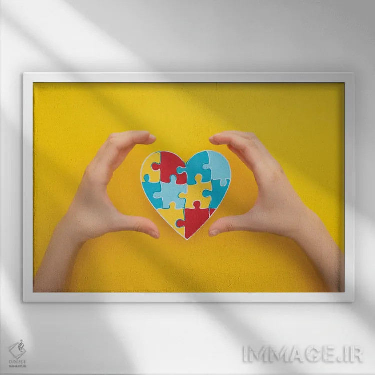تابلو روز جهانی آگاهی از اوتیسم اثر وادیم واسنین - نمای قابدار سفید