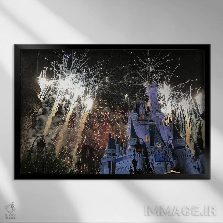 تابلو آتشبازی شاد و همیشگی دیزنی اثر آگوستین ای. دی. سی - نمای قابدار مشکی