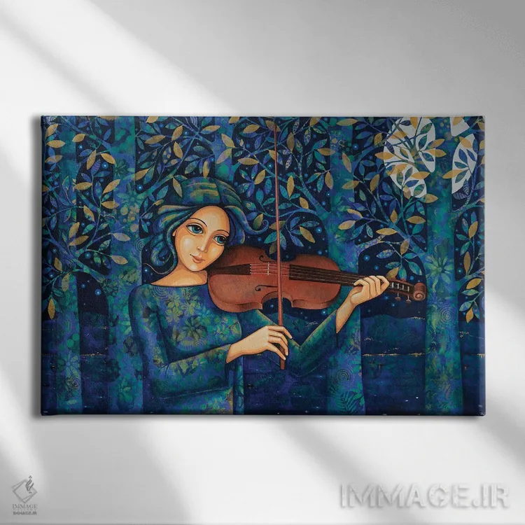 تابلو ویولن شب اثر دنیلا پرزیوزو اینوالر - نمای روبهرو روی دیوار