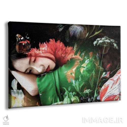 تابلو بانوی لمیده با کیمونوی سبز اثر دومینیک بادوئل - نمای پرسپکتیو محصول