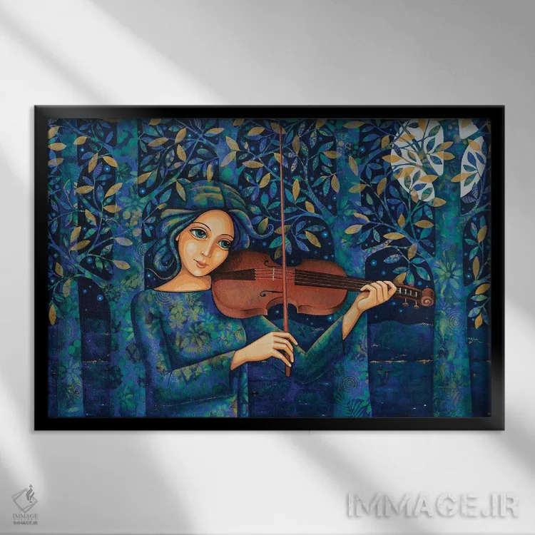 تابلو ویولن شب اثر دنیلا پرزیوزو اینوالر - نمای قابدار مشکی