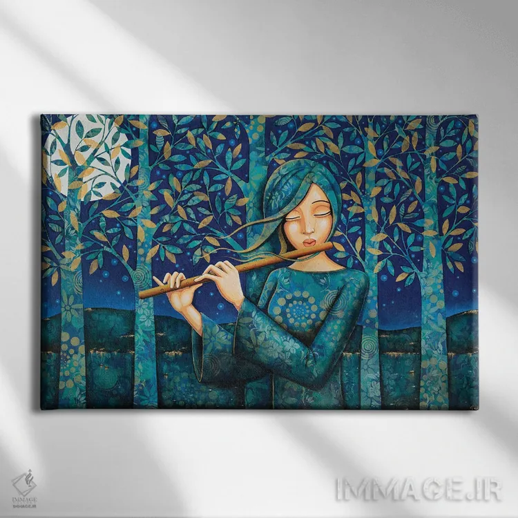 تابلو فلوت شب اثر دنیلا پرزیوزو اینوالر - نمای روبهرو روی دیوار