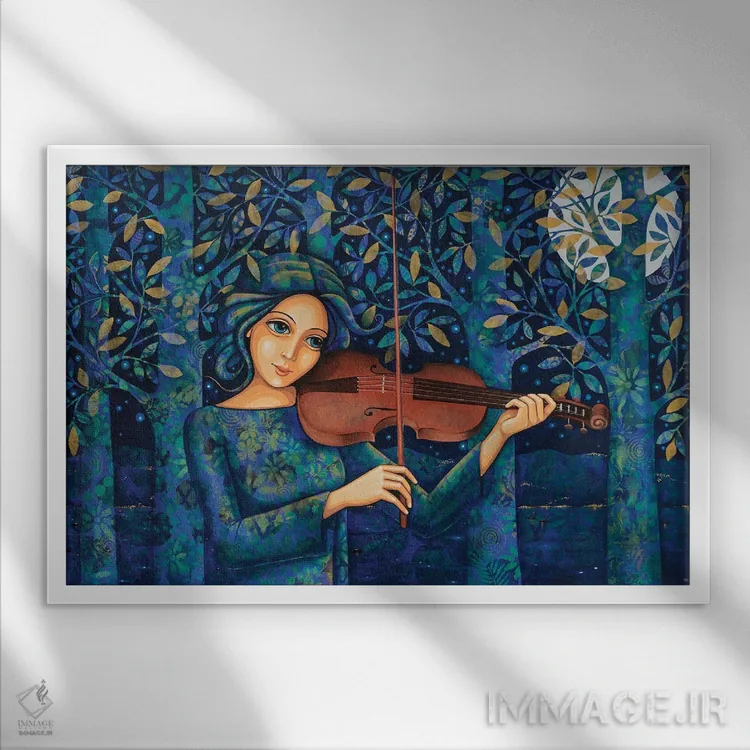 تابلو ویولن شب اثر دنیلا پرزیوزو اینوالر - نمای قابدار سفید