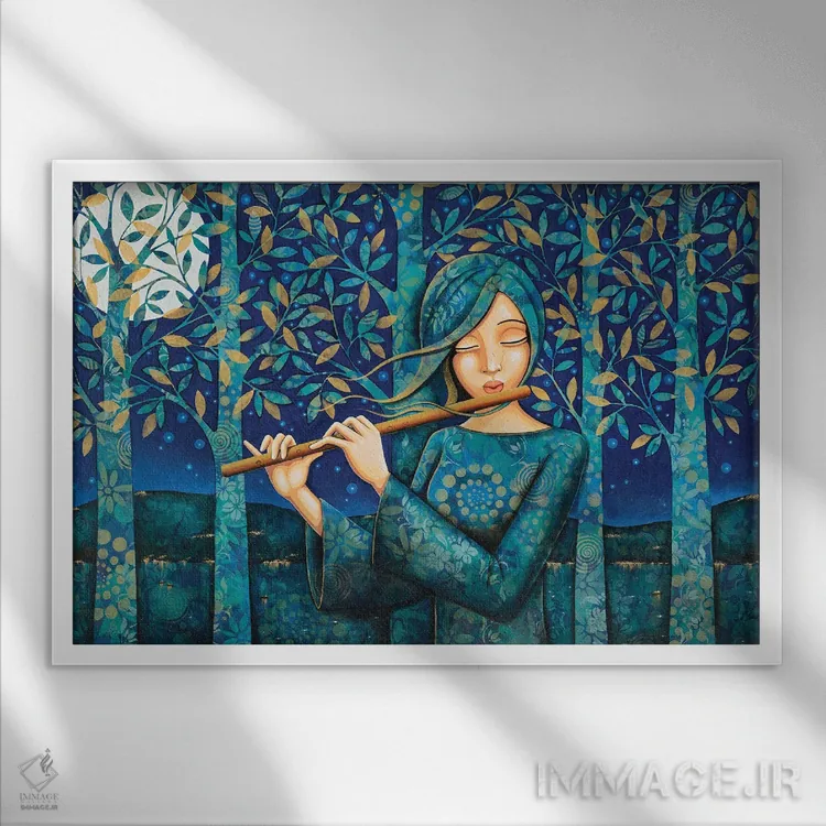 تابلو فلوت شب اثر دنیلا پرزیوزو اینوالر - نمای قابدار سفید