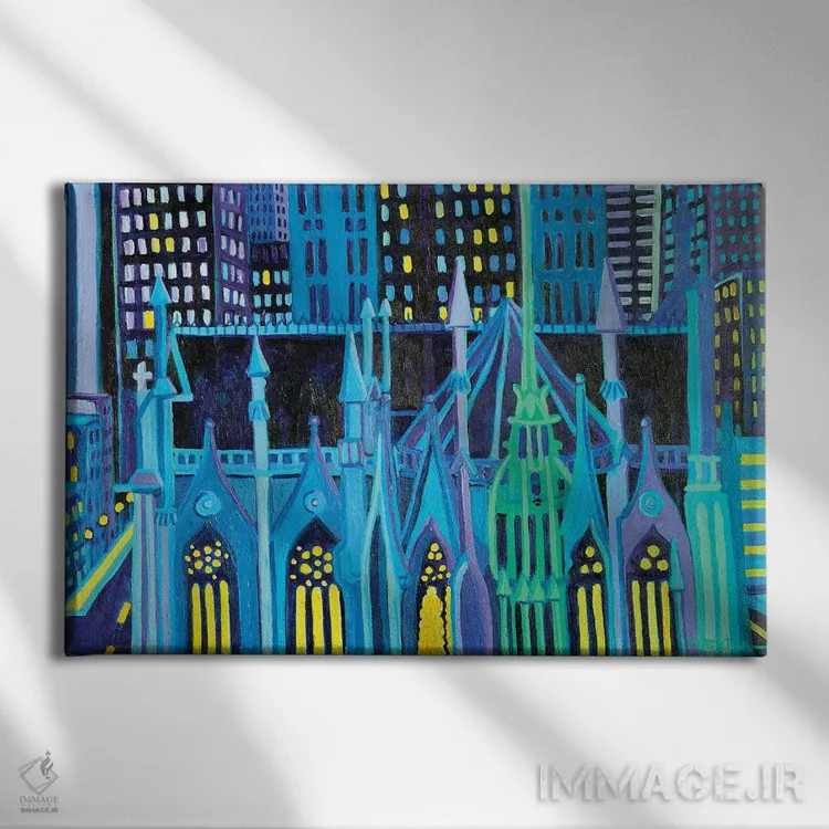 تابلو چراغهای منهتن اثر دبرا برتون رابینسون - نمای روبهرو روی دیوار