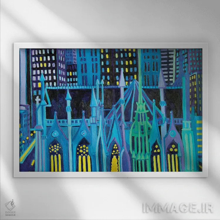 تابلو چراغهای منهتن اثر دبرا برتون رابینسون - نمای قابدار سفید