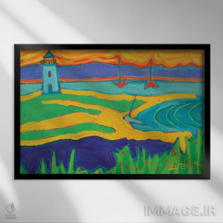 تابلو فانوس دریایی ادگارتاون اثر دبرا برتون رابینسون - نمای قابدار مشکی