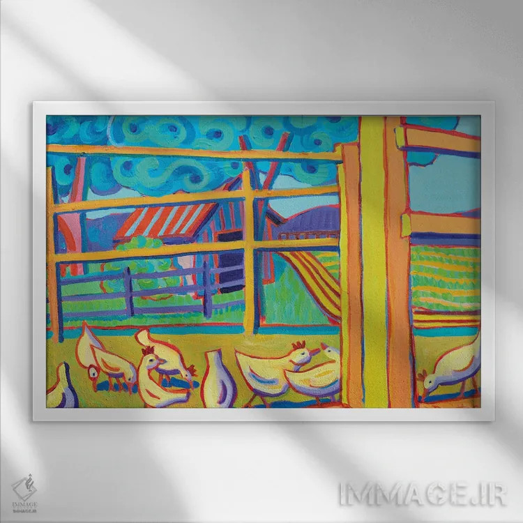 تابلو مرغهای هالیس ۲ اثر دبرا برتون رابینسون - نمای قابدار سفید