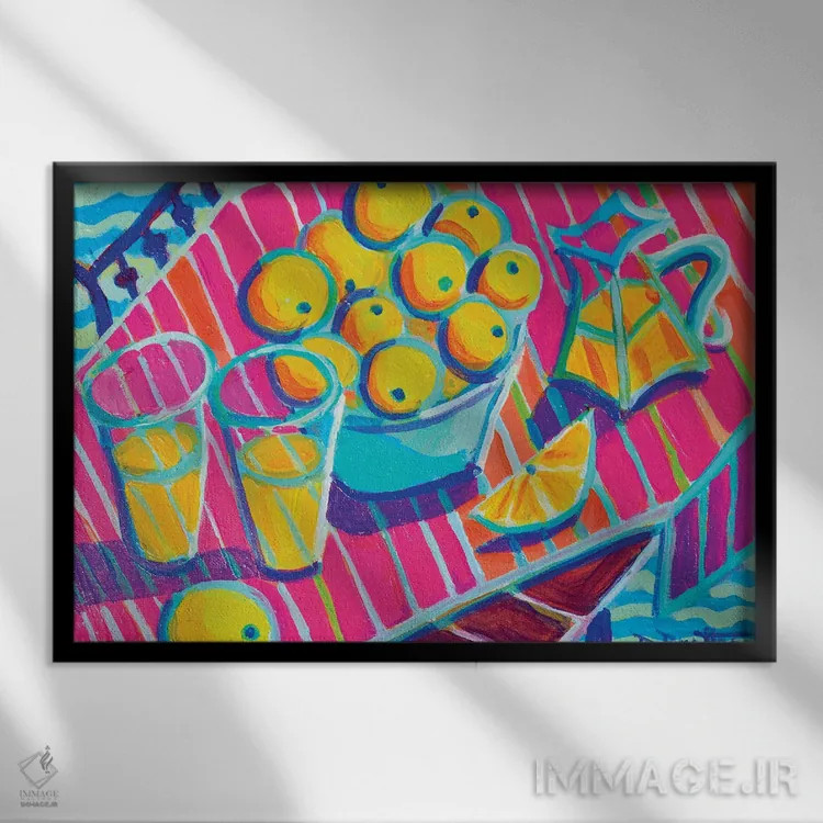 تابلو لیموناد در کورفو (جزیره یونان) اثر دبرا برتون رابینسون - نمای قابدار مشکی