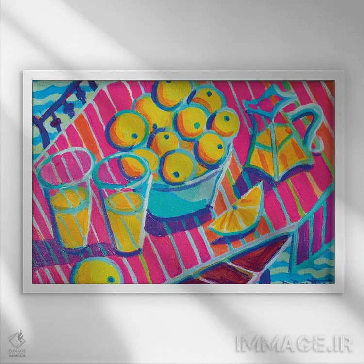 تابلو لیموناد در کورفو (جزیره یونان) اثر دبرا برتون رابینسون - نمای قابدار سفید