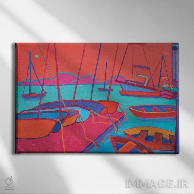 تابلو پهلو گرفته، بندر منچستر اثر دبرا برتون رابینسون - نمای روبهرو روی دیوار