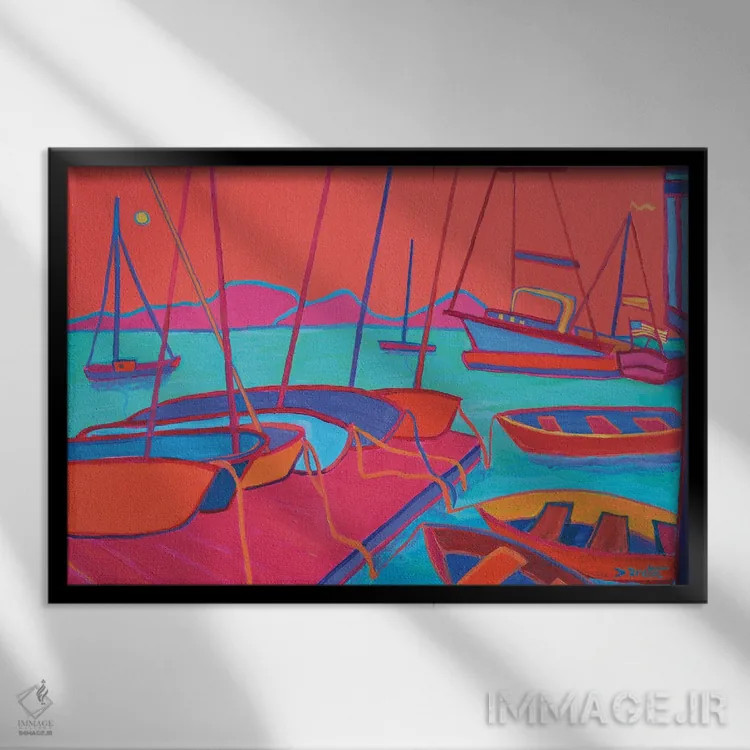 تابلو پهلو گرفته، بندر منچستر اثر دبرا برتون رابینسون - نمای قابدار مشکی